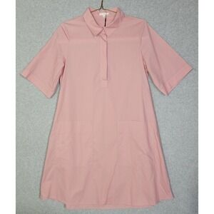 Joh Apparel Winnie Shirt Dress Blush Pink Cotton Poplin Shift Short Sleeve NEW L